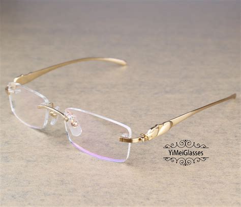 cartier panthere eye glasses|rimless cartier glasses on face.